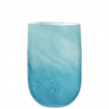 Vase Rond Bulles Verre Bleu Clair Large