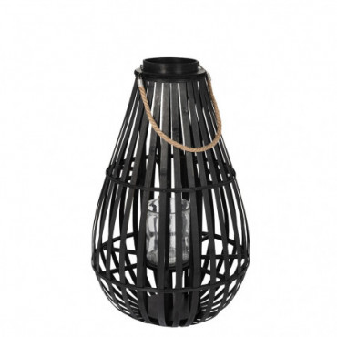 Lanterne Forme De Goutte Bambou Noir Moyen