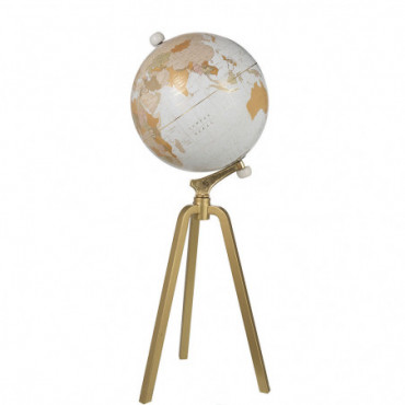 Globe Sur Pied Marbre Blanc/Metal Or Extra Large