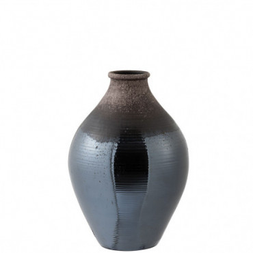 Vase Brillant Ceramique Metal Marron Petit
