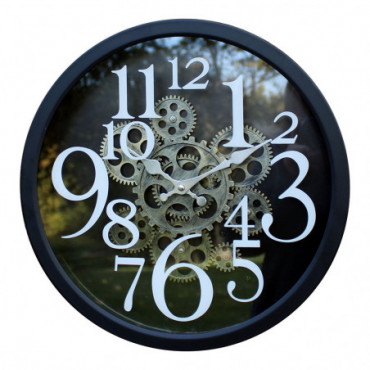 Horloge style engrenage en métal noir diamètre 38 cm