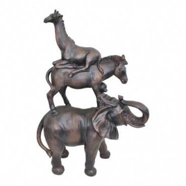 Statuette d'animaux empilés effet bronze