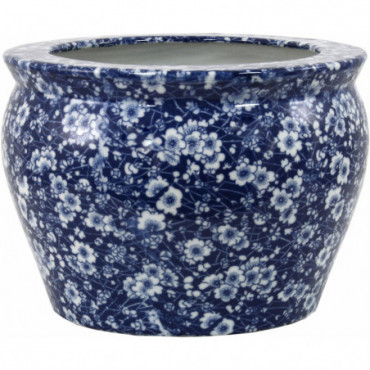 Pot en céramique marguerites bleue et blanche vintage