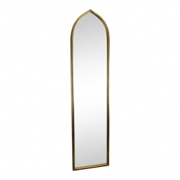 Grand miroir arqué en métal doré 127x30cm