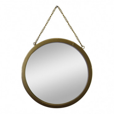 Miroir circulaire en métal doré avec chaîne de suspension 30 cm