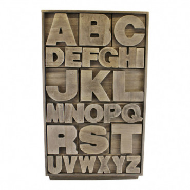 Meuble de rangement alphabet en bois gris