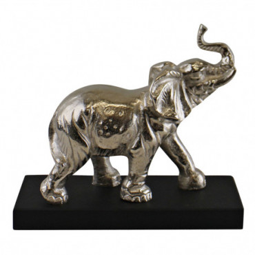 Grand éléphant statuette en métal argenté sur socle