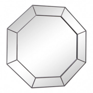 Grand miroir hexagonal argenté 61 cm