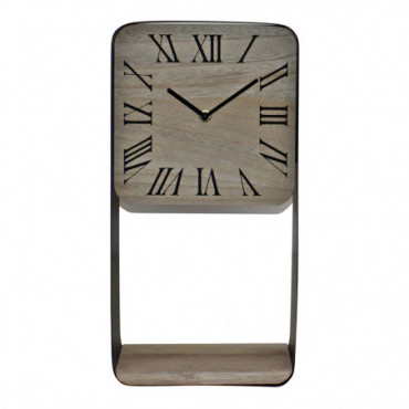 Horloge sur pied en métal avec étagère 40 cm