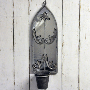 Miroir mural en métal rouillé avec pot