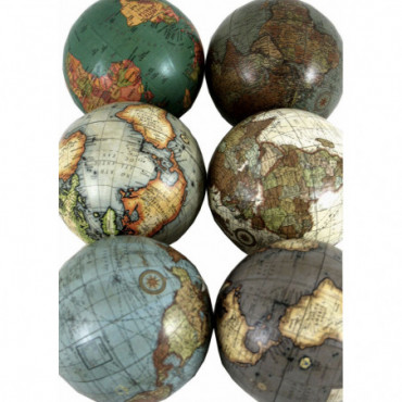 Globes terrestres décoratifs 10cm aux couleurs assorties lot de 6