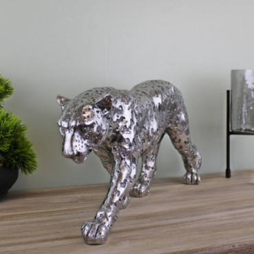 Statuette léopard argenté 12cm
