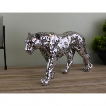 Statuette léopard argenté 9cm