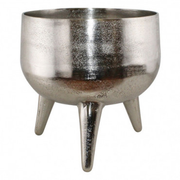Pot en métal argenté avec pieds 27 cm