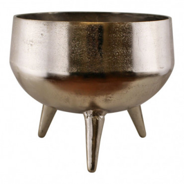 Pot en métal argenté avec pieds 35 cm