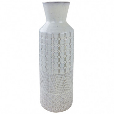 Vase en grès texturé étoile blanche 44 cm