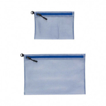 Pochette Rectangulaire Avec Fermeture Zippée Set De 2 Bleu
