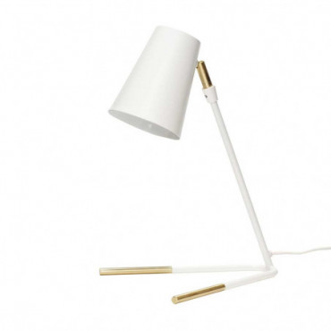 Lampe De Bureau Style Minimaliste En Métal Blanc/Laiton