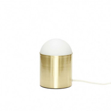 Lampe De Bureau En Tube Opaque Laiton/Blanc