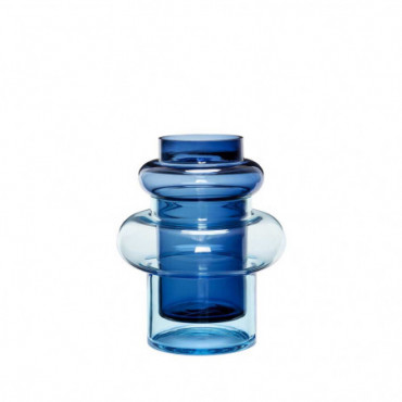 Vase Soufflé Décoratif En Verre Bleu