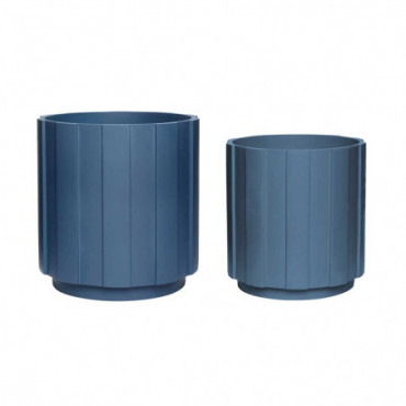 Pots Circulaire En Plâtre Bleu Pétrole Set De 2