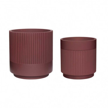 Pots Circulaire En Plâtre Bordeaux Set De 2