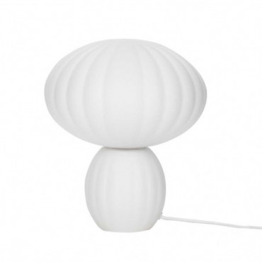 Lampe À Poser Avec Ampoule Ovale Et Base En Verre Opale/Blanc
