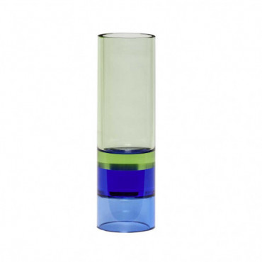Vase Photophore D'Intérieur En Cristal Vert/Bleu