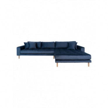 Canapé Lounge Lido En Velours Bleu Avec 4 Coussins HN1005