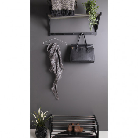 Jardinière étagère murale en métal gris argenté et bois 54 cm
