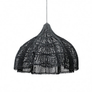 Lampe Rotin Suspendue Fouetté - Noir - 60cm