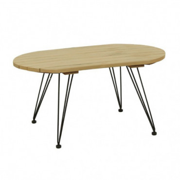 Table Basse En Bois De Manguier Et Pieds Noirs 90X50X45 Cm Iranja