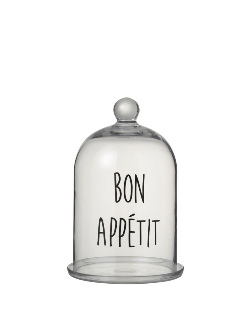 Cloche Bon Appetit Rond Verre Transparent/Noir
