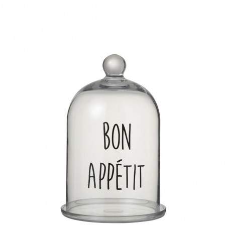 Cloche Bon Appetit Rond Verre Transparent/Noir