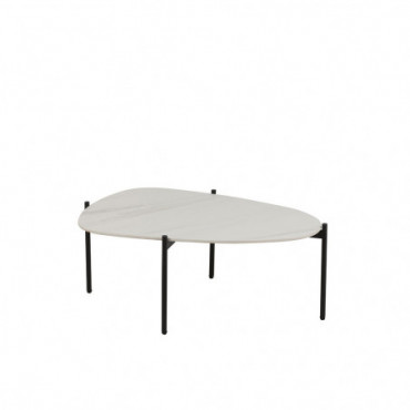 Table Basse Ovale Metal/Porcelaine Blanc Petite Taille