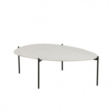 Table Gigogne Ovale Metal/Porcelaine Blanc Grande Taille