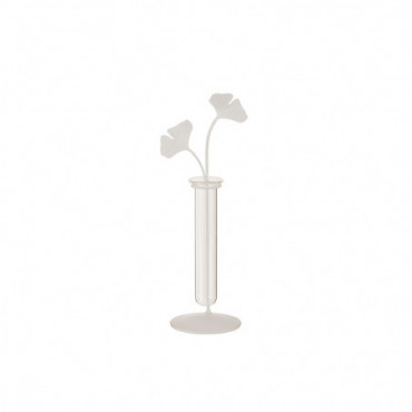 Vase 1 Porteur Fleurs Metal Blanc
