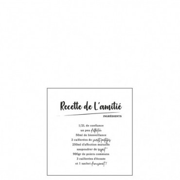 Lot De 20 Serviettes Recette De L'Amitie Papier Noir Petite Taille