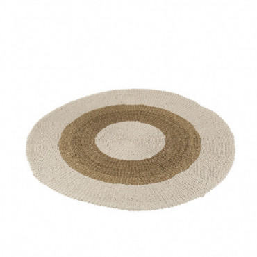 Tapis Rond Zostere Blanc/Naturel Taille Moyenne