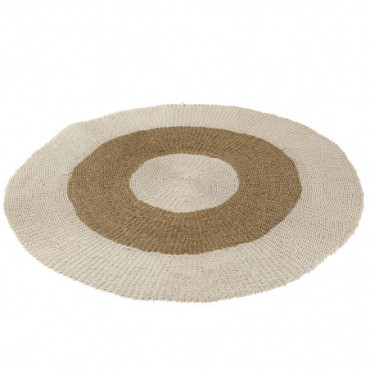 Tapis Rond Zostere Blanc/Naturel Grande Taille