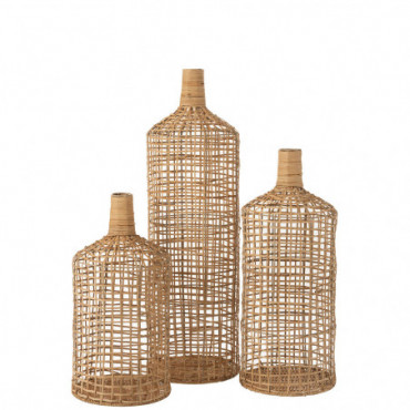 Vases Decoratifs Bambou Naturel Set De 3