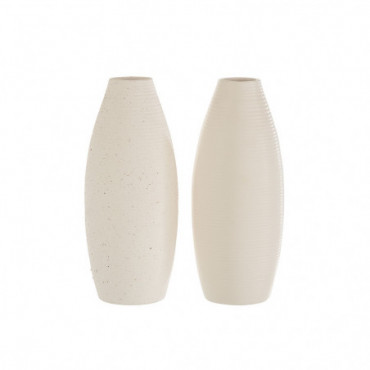 Vase Lia Ceramique Blanc Assortiment de 2