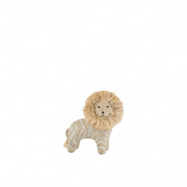 Lion Resine/Raphia Blanc/Naturel Petite Taille