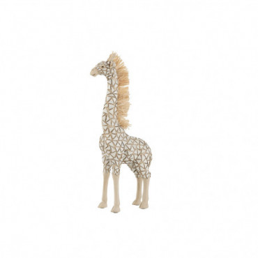 Girafe Resine/Raphia Blanc/Naturel