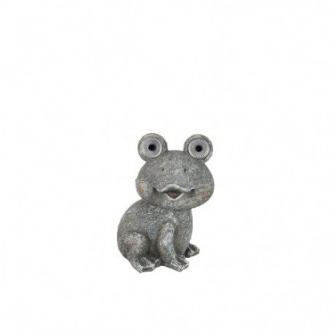 Grenouille Solaire Resine Gris Grande Taille