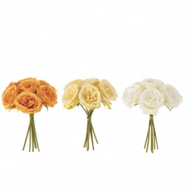 Bouquet De Roses 7 Pieces Plastique Blanc Jaune Orange Assortiment...