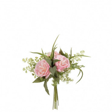 Bouquet De Tulipes Et Fougeres Plastique Rose Clair