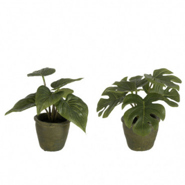 Philodendron Plastique Vert Assortiment de 2