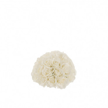 Boule De Fleurs 1/2 Rose Plastique Blanc Petite Taille