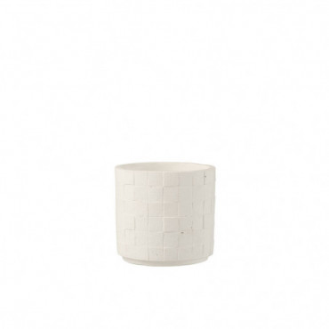 Cache-Pot Carre Ceramique Blanc Petite Taille